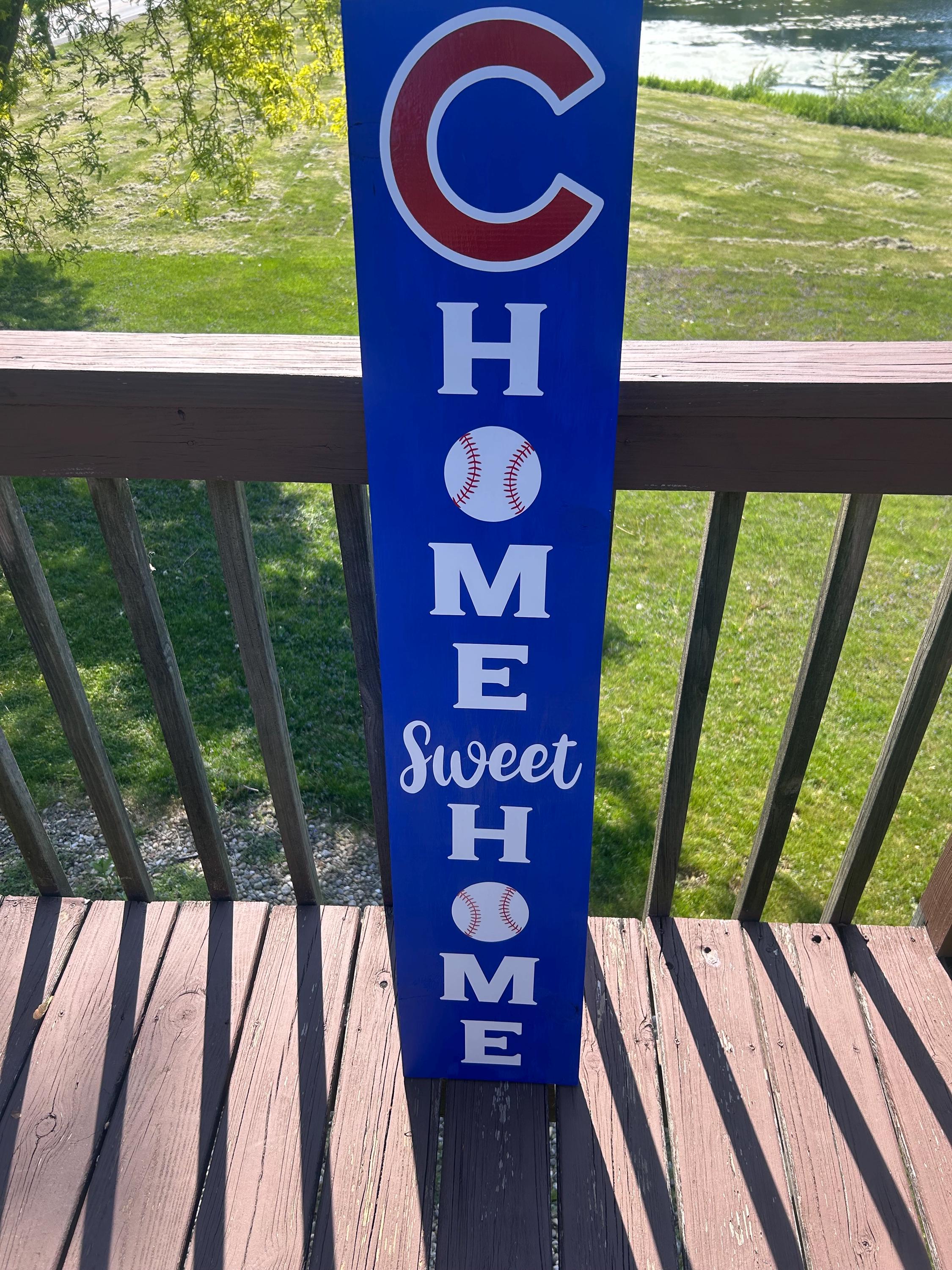 Chicago Cubs Welcome Porch Sign, MLB Porch Wood Sign, Baseball Home ...