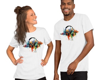 Camiseta con gráficos de auriculares vibrantes: regalo para amantes de la música