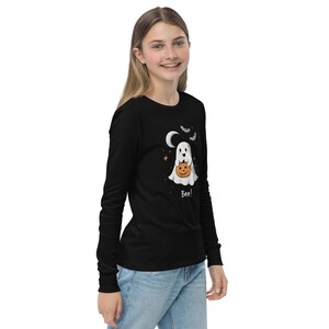 Boo! Kids Halloween Long-Sleeve Shirt – Soft Airlume Cotton Ghost & Pumpkin Tee – Comfortable and Durable Halloween Shirt