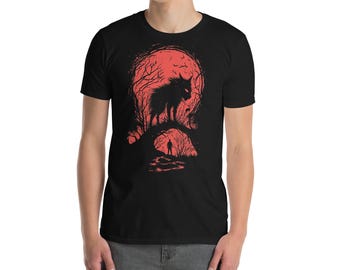 Werewolf Blood Moon T-Shirt – Unisex Gothic Horror Graphic Tee – Perfect for Spooky Fashion