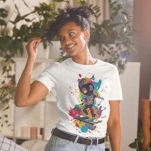 Color Splash Skater T-Shirt - Dynamic Skateboarding Graphic Tee, Urban Style Streetwear, Unisex Skater Top