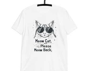 Miau Katzen-T-Shirt, lustiges Katzen-Liebhaber-Grafik-T-Stück