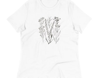 Camiseta floral relajada para mujer: camiseta suave y cómoda: ropa informal y versátil para uso diario