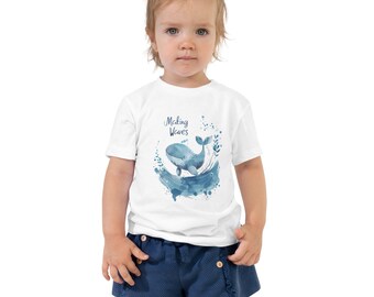 Watercolor Whale Toddler T-Shirt: Eco-Friendly Cotton Ocean Tee