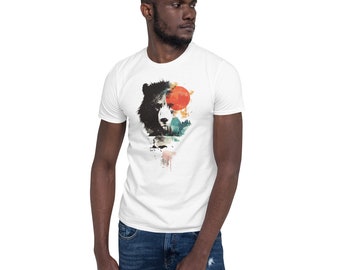 Camiseta gráfica Majestic Bear Sunset - Camiseta con arte de naturaleza salvaje - Camiseta unisex de algodón suave