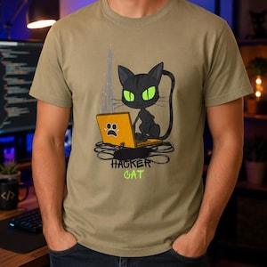 Hacker Cat T-shirt: Nördig programmerare katttee