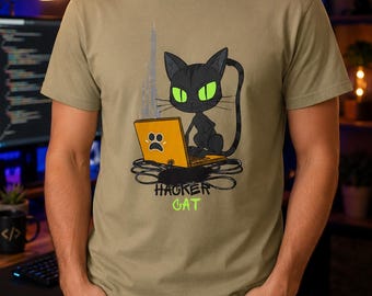 Hacker Cat T-Shirt: Geeky Programmer Feline Tee