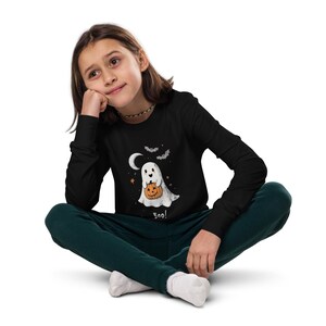 Boo! Kids Halloween Long-Sleeve Shirt – Soft Airlume Cotton Ghost & Pumpkin Tee – Comfortable and Durable Halloween Shirt