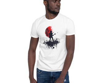 Camiseta con silueta de guitarrista de rock - Camiseta artística para amantes de la música - Camiseta unisex de algodón suave