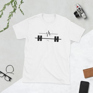 Heartbeat Barbell T-Shirt | Fitness Enthusiast Tee | Workout Graphic Shirt | Gym Lover Apparel | Casual Fitness Tee