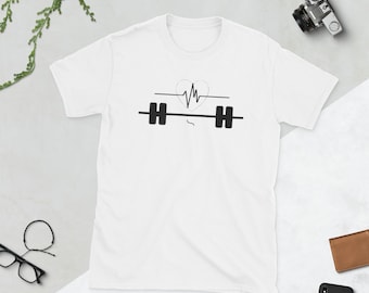 Heartbeat Barbell T-Shirt: Fitness Graphic Tee