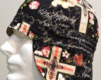 Jesus Welding Caps For Men /Women, Reversible, Cotton Welding Caps Christian Cross Printed Fabric Welding Hat Custom Made to Order