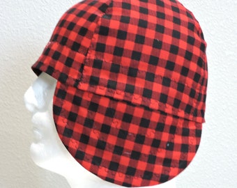 Checker Pattern Welders Cap Welding Cap for Men Reversible 100 % Cotton Decorative Stitching Made To Order Welding Cap Gifts for him