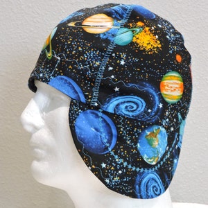 Outer Space Welder Cap Solar System Welding Cap Reversible 100 % Cotton Decorative Stitching Welding Caps For Men Gifts for Welders