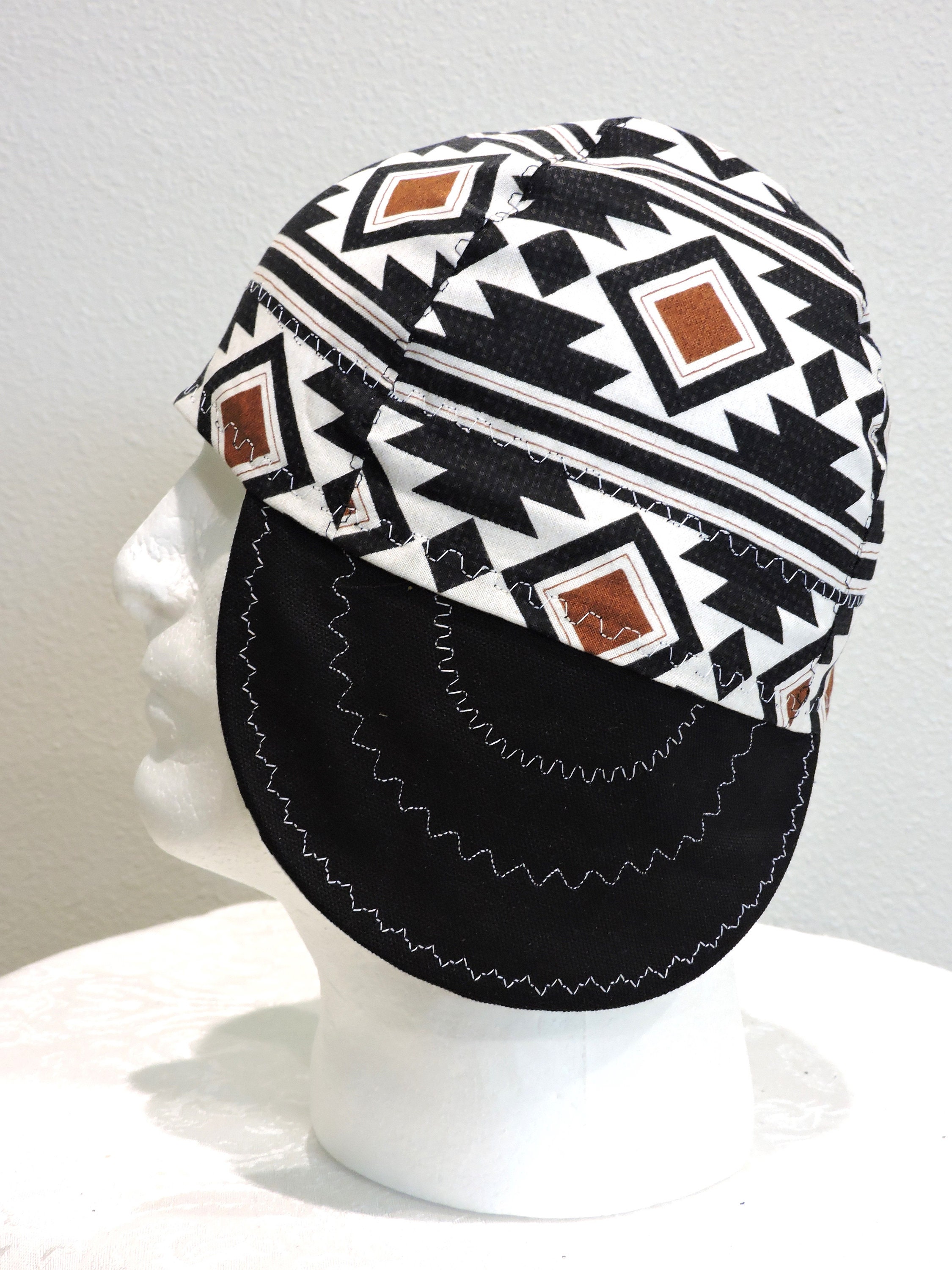 #02 Aztec/Charcoal Welders Hats Bikers Caps Welding Cap Hat Cotton Handmade