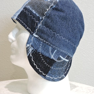 Denim Welders Cap, Blue Jean Welding Cap, Welders Cap, Welding Cap, 100% Cotton, Reversible, Pipefitter Cap, Pipeliner cap, Gifts for him