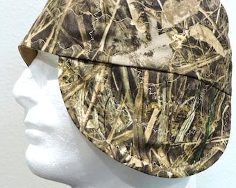Real Tree Camo, Brown Tree Limbs Printed Fabric, Cotton Welding Caps, Hunting Camo Hat, Reversible Welding Hat, Custom Made To Order