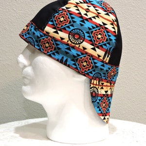 Native Welding Cap, Aztec Welder Cap, Welding Cap, Reversible, 100% Cotton, Made To order, Custom welding caps, Gifts for him, Gifts for dad