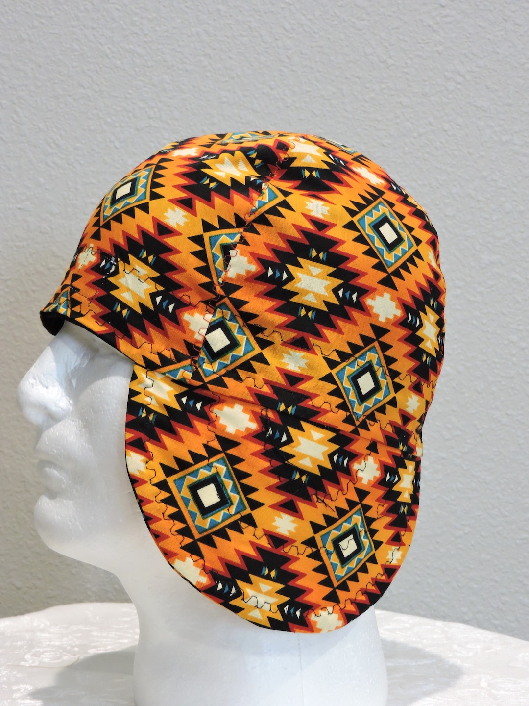 Native Aztec Welding Cap Boho Welders Cap Crown Reversible 100 Cotton