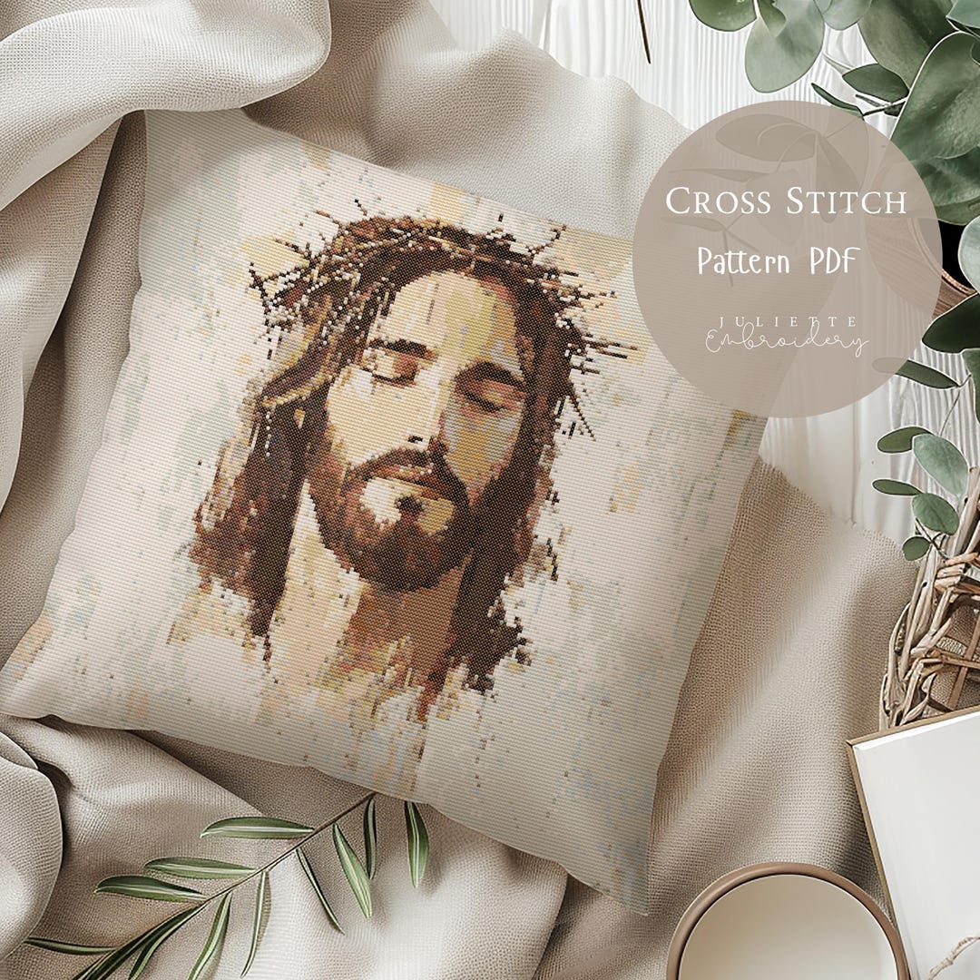 Cross Stitch Pattern Jesus Christ Praying |embroidery Designs PDF ...