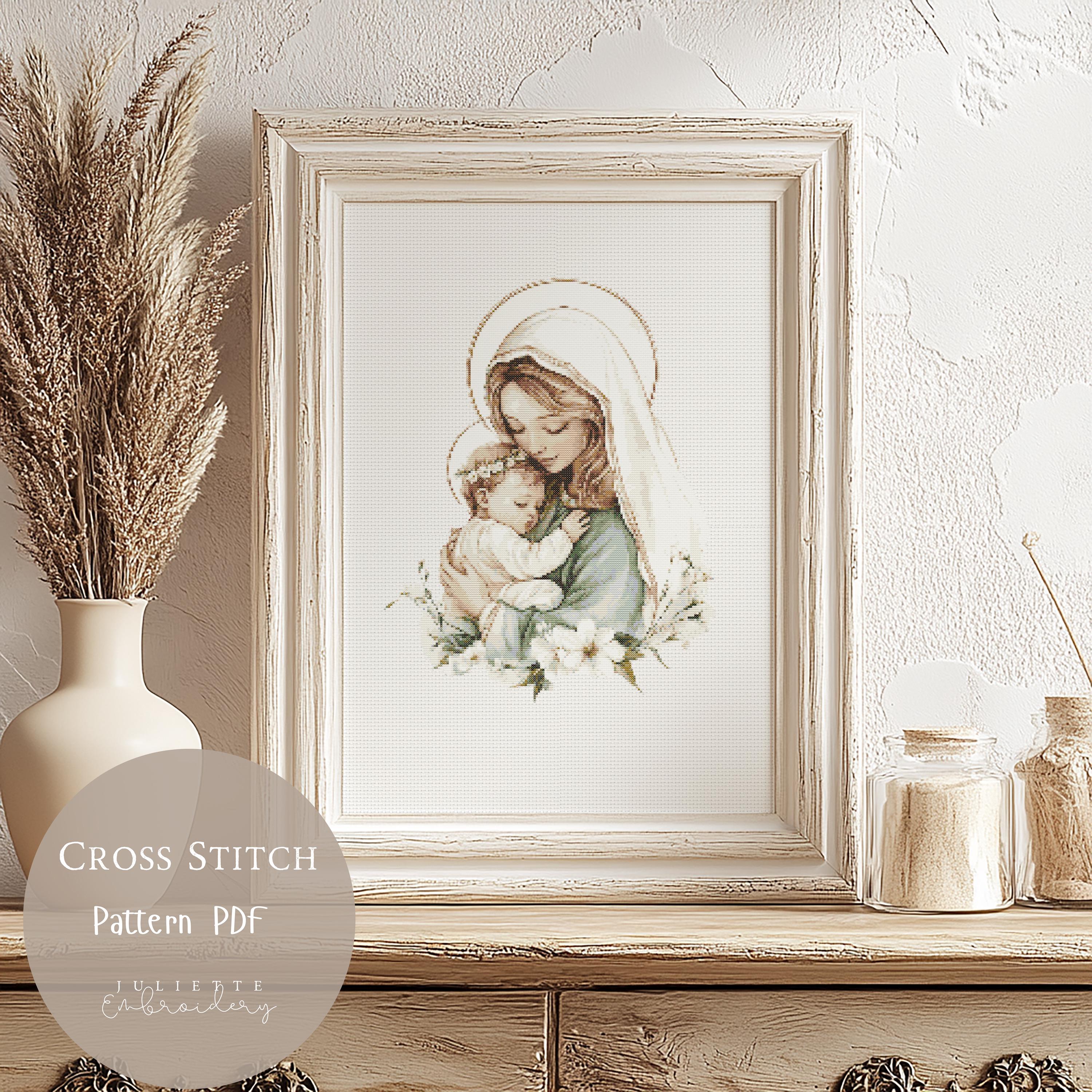 マリア様　　刺繍画 483b37c2dd597a855b235bd1d99d74