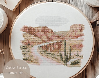 Cross Stitch Pattern Desert Landscape | Desert Embroidery Designs PDF| Modern Cross Stitch Designs| Digital Cross Stitch Pattern| 216