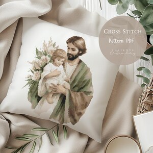 Cross Stitch Pattern Saint Joseph and Jesus |Religious Embroidery Designs PDF| Modern Cross Stitch Designs|Digital Cross Stitch Pattern|209