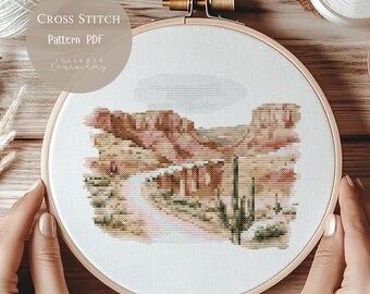 Cross Stitch Pattern Desert Landscape | Desert Embroidery Designs PDF| Modern Cross Stitch Designs| Digital Cross Stitch Pattern| 216