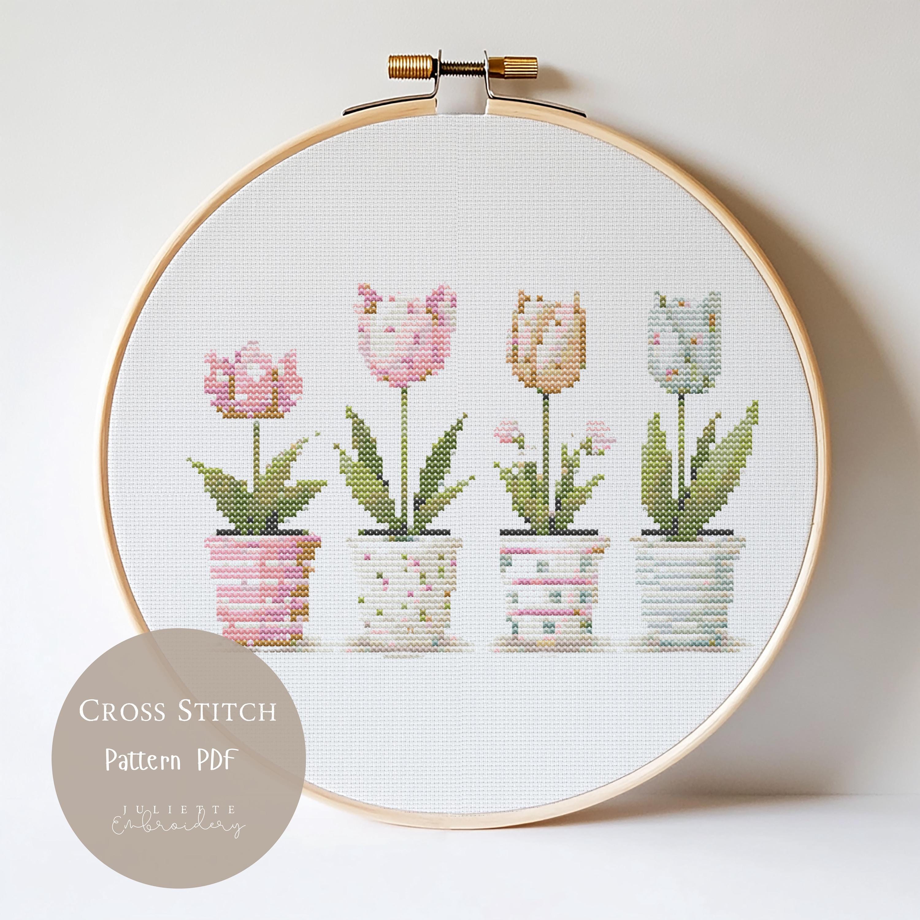 クロスステッチパターン チューリップの花|花のクロスステッチ刺繍