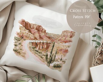 Cross Stitch Pattern Desert Landscape | Desert Embroidery Designs PDF| Modern Cross Stitch Designs| Digital Cross Stitch Pattern| 216