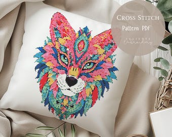 Cross Stitch Pattern Wolf Mandala |Mandala Animal Embroidery Designs PDF|Modern Cross Stitch Designs |Digital Cross Stitch Pattern| 176