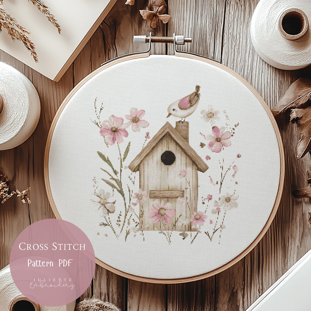 Cross Stitch Pattern Cute Bird on Nest |pink Animal Embroidery Designs ...