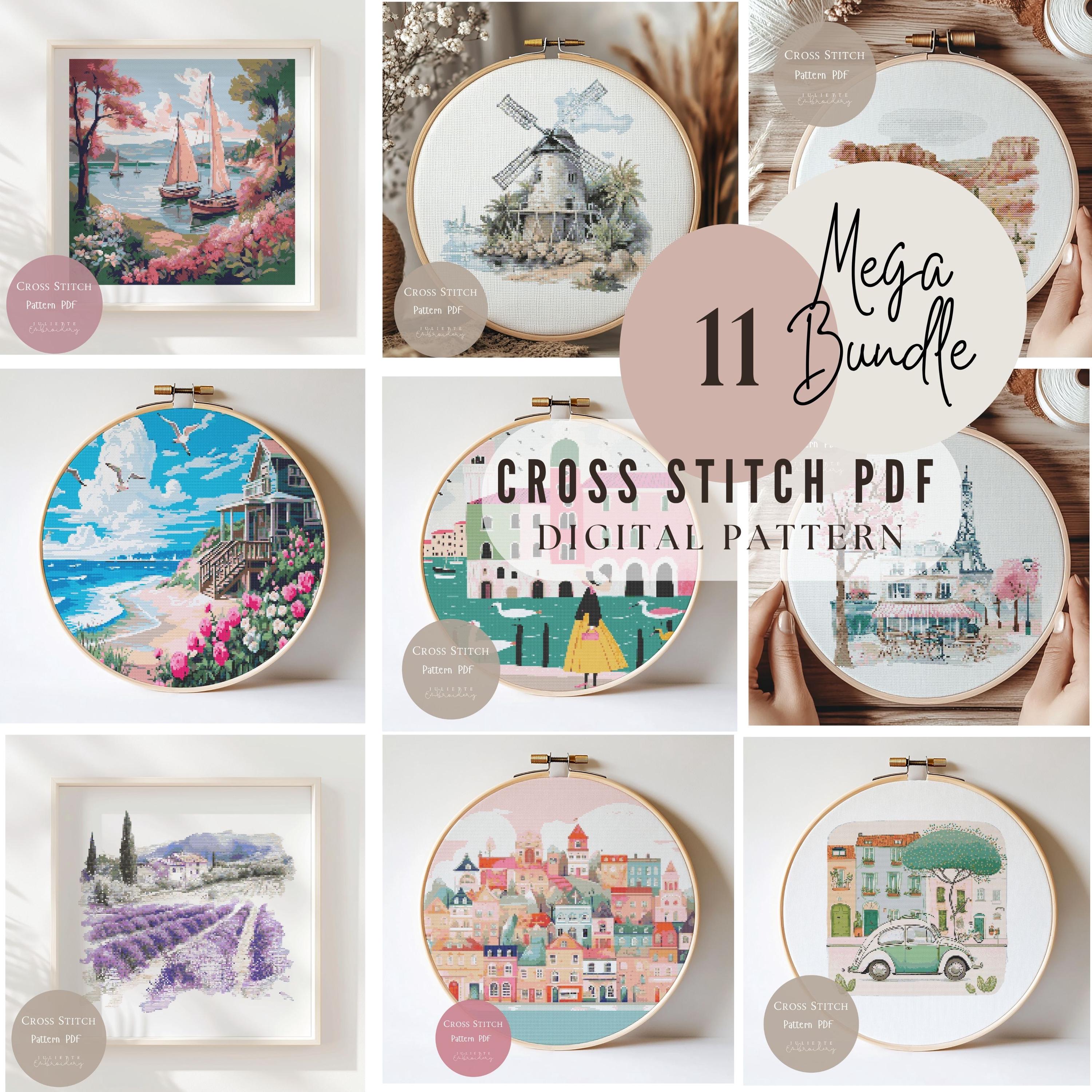 Bundle 11 Cross Stitch Pattern Landscape | Cityscape Paris