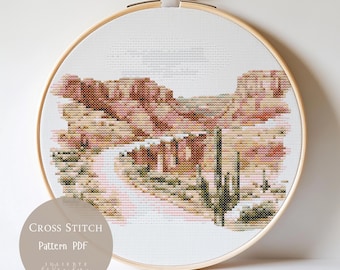 Cross Stitch Pattern Desert Landscape | Desert Embroidery Designs PDF| Modern Cross Stitch Designs| Digital Cross Stitch Pattern| 216