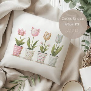 Cross Stitch Pattern Tulips Flower|Floral Cross Stitch Embroidery Designs PDF| Modern Cross Stitch Designs |Digital Cross Stitch Pattern|225