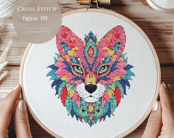 Cross Stitch Pattern Wolf Mandala |Mandala Animal Embroidery Designs PDF|Modern Cross Stitch Designs |Digital Cross Stitch Pattern| 176