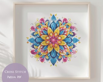 Cross Stitch Pattern Flower Mandala |Mandala Floral Embroidery Designs PDF|Modern Cross Stitch Designs |Digital Cross Stitch Pattern| 40