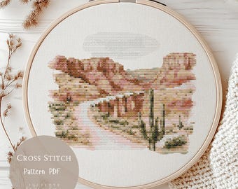 Cross Stitch Pattern Desert Landscape | Desert Embroidery Designs PDF| Modern Cross Stitch Designs| Digital Cross Stitch Pattern| 216