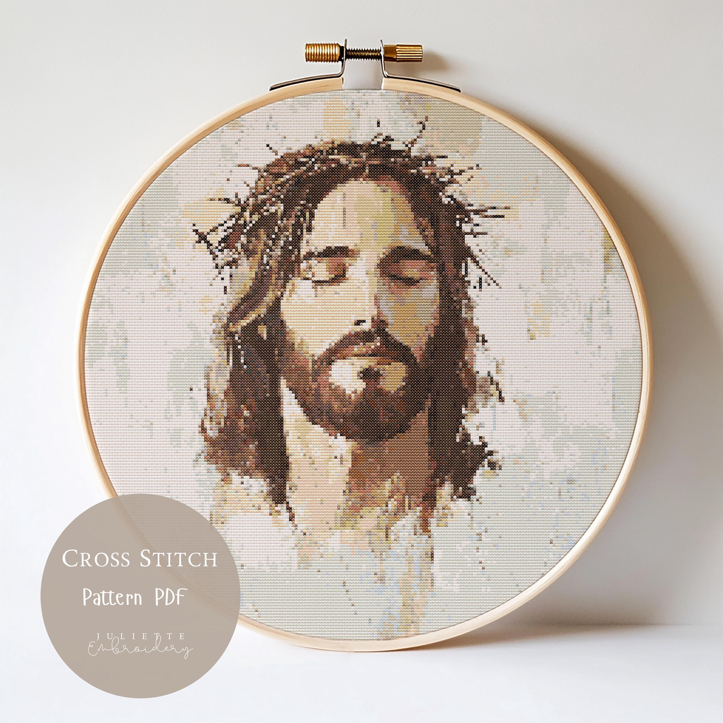 Cross Stitch Pattern Jesus Christ Praying |embroidery Designs PDF ...