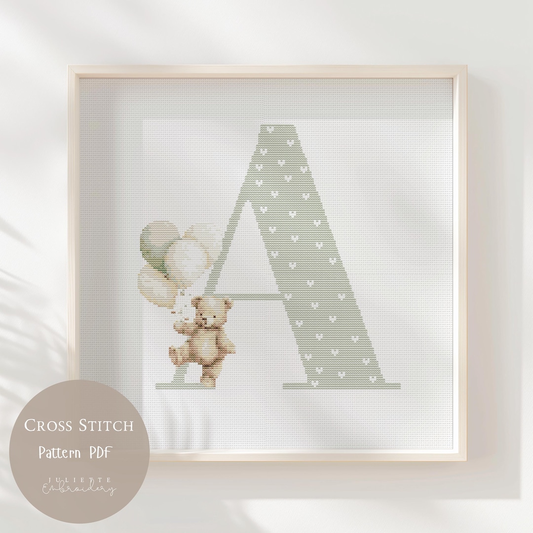 Custom Cross Stitch Alphabet ONE Letter Pattern PDF | Green Letter ...