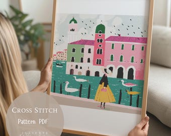 Cross Stitch Pattern Venice Cityscape |Venice Italy City Embroidery Designs PDF|Modern Cross Stitch Designs||DigitalCross Stitch Pattern| 21