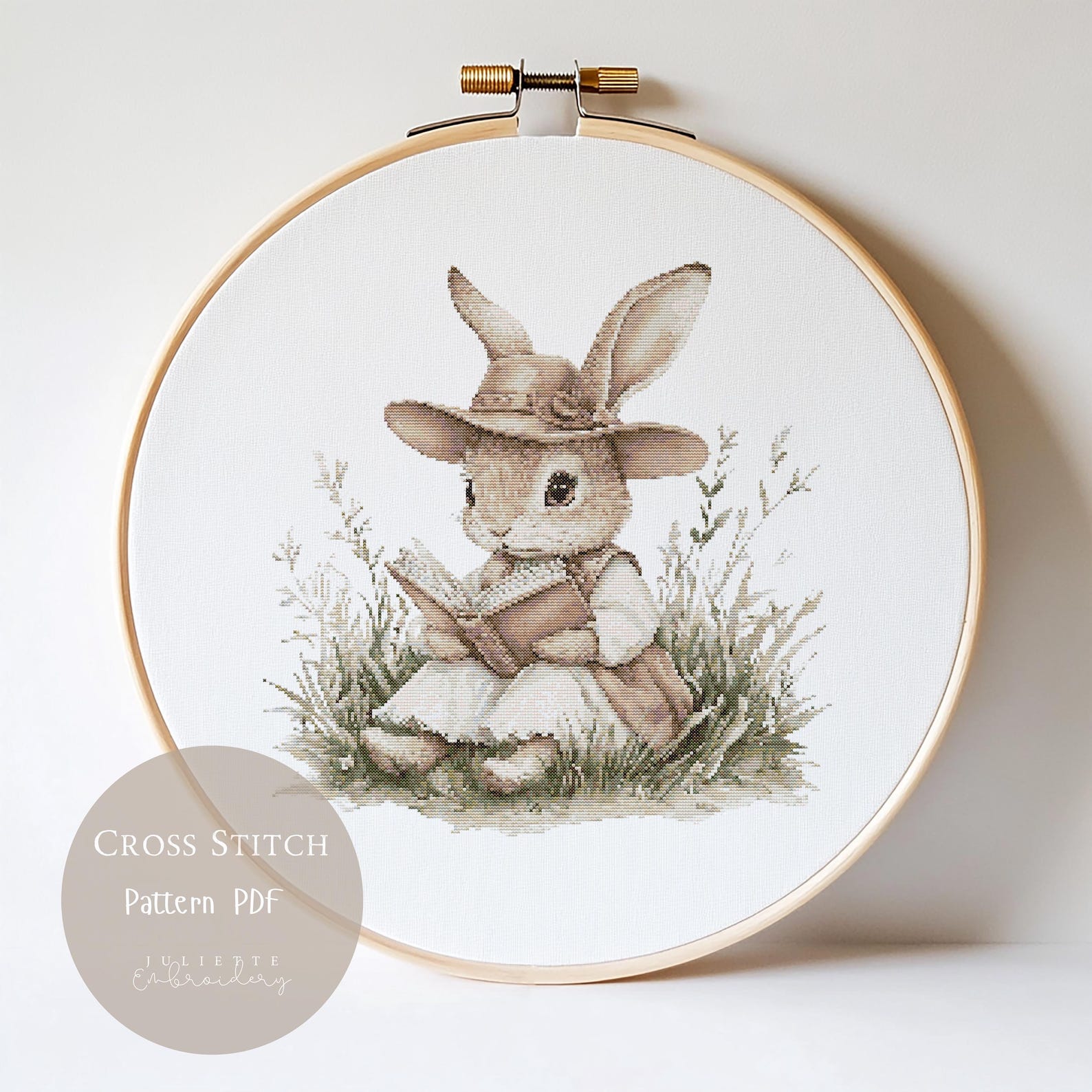 Bundle 9 Cross Stitch Pattern With Cute Bunny| Bunny Flower Embroidery ...