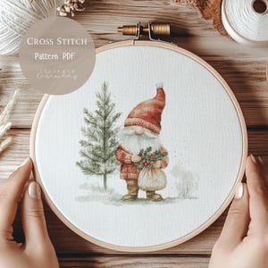 Cross Stitch Pattern Christmas Gnome | Christmas Embroidery Designs PDF | Modern Cross Stitch Designs|Digital Cross Stitch Pattern | 299