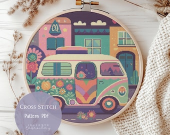 Cross Stitch Pattern Vintage Van |Car Embroidery Designs PDF| Modern Cross Stitch Designs|Cross Stitch|Digital Cross Stitch Pattern| 64