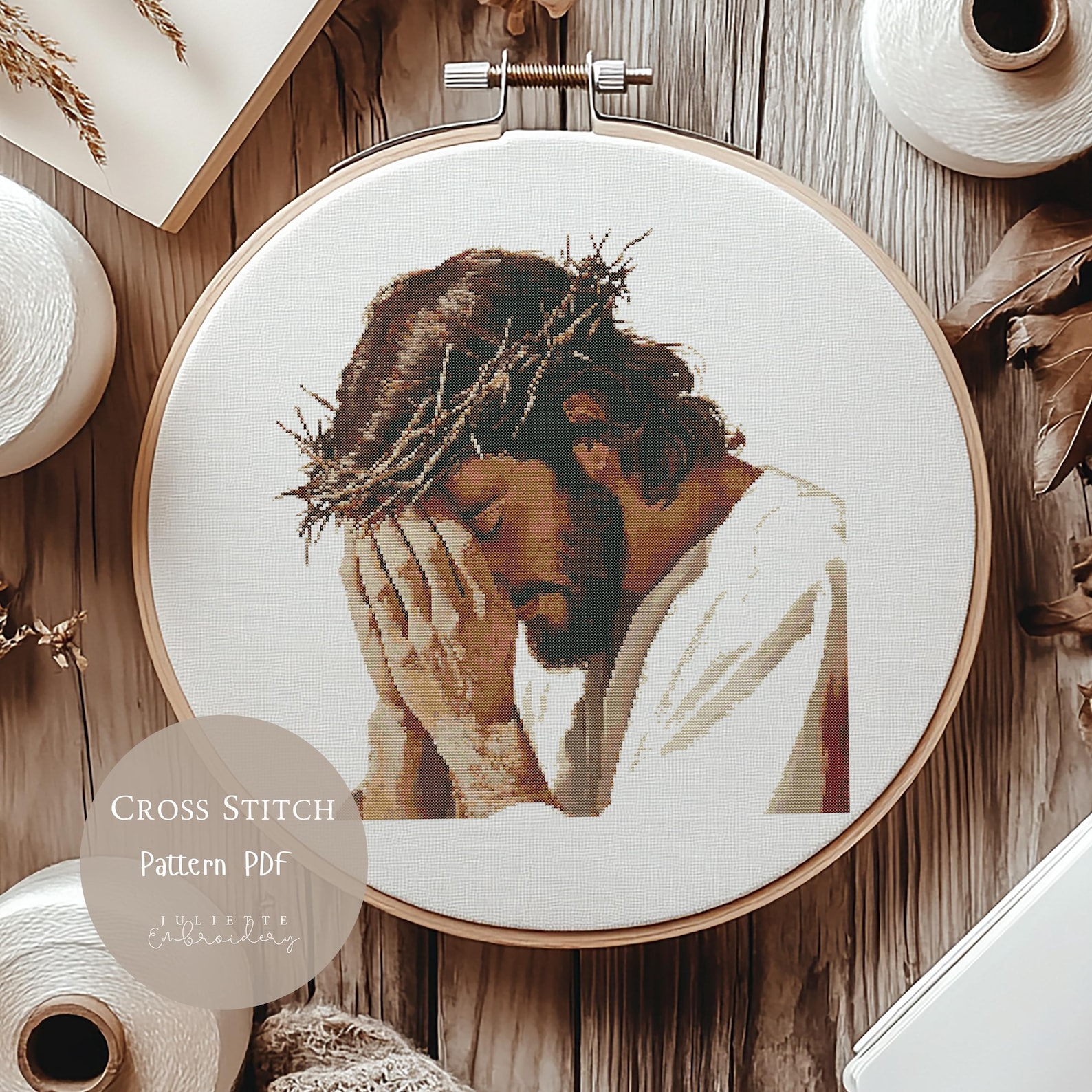 Cross Stitch Pattern Jesus Christ Praying |embroidery Designs PDF ...