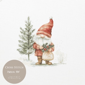Cross Stitch Pattern Christmas Gnome | Christmas Embroidery Designs PDF | Modern Cross Stitch Designs|Digital Cross Stitch Pattern | 299