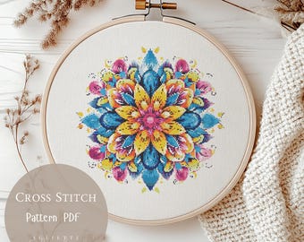 Cross Stitch Pattern Flower Mandala |Mandala Floral Embroidery Designs PDF|Modern Cross Stitch Designs |Digital Cross Stitch Pattern| 40