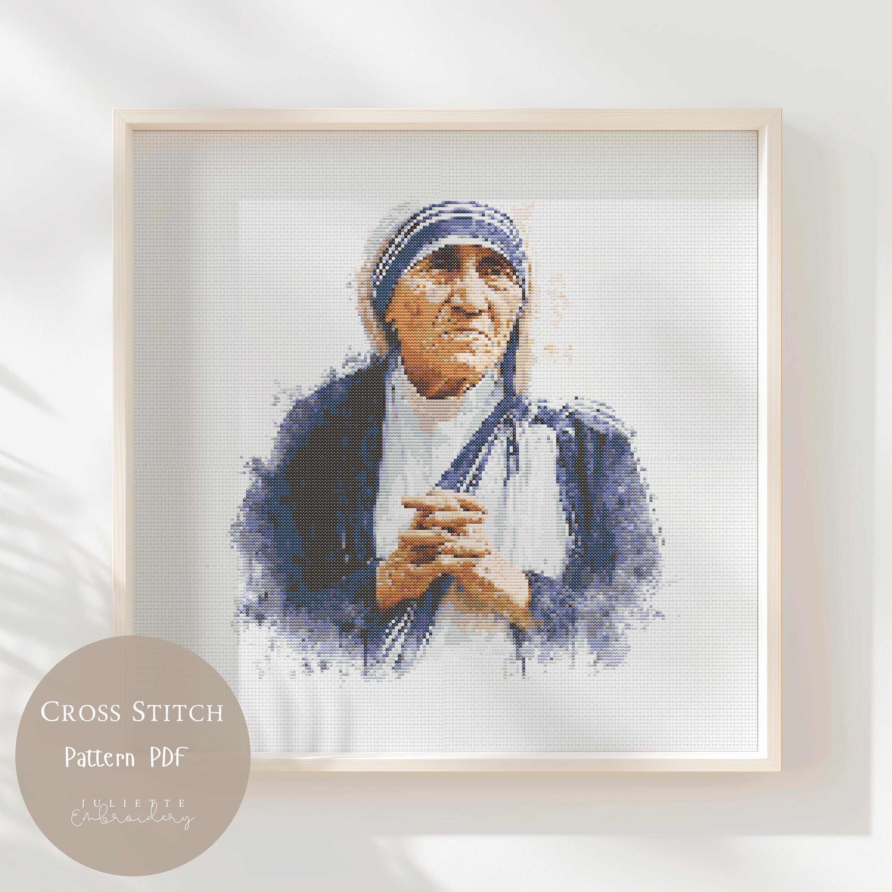 SELF/PORTRAIT　TERESA ENG　限定100部 プリント付き Cross Stitch Pattern Saint Mother Teresa of Calcutta |religious