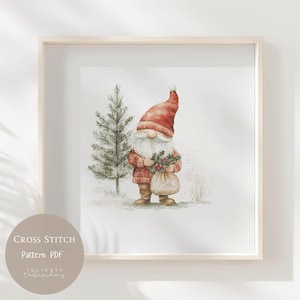 Cross Stitch Pattern Christmas Gnome | Christmas Embroidery Designs PDF | Modern Cross Stitch Designs|Digital Cross Stitch Pattern | 299