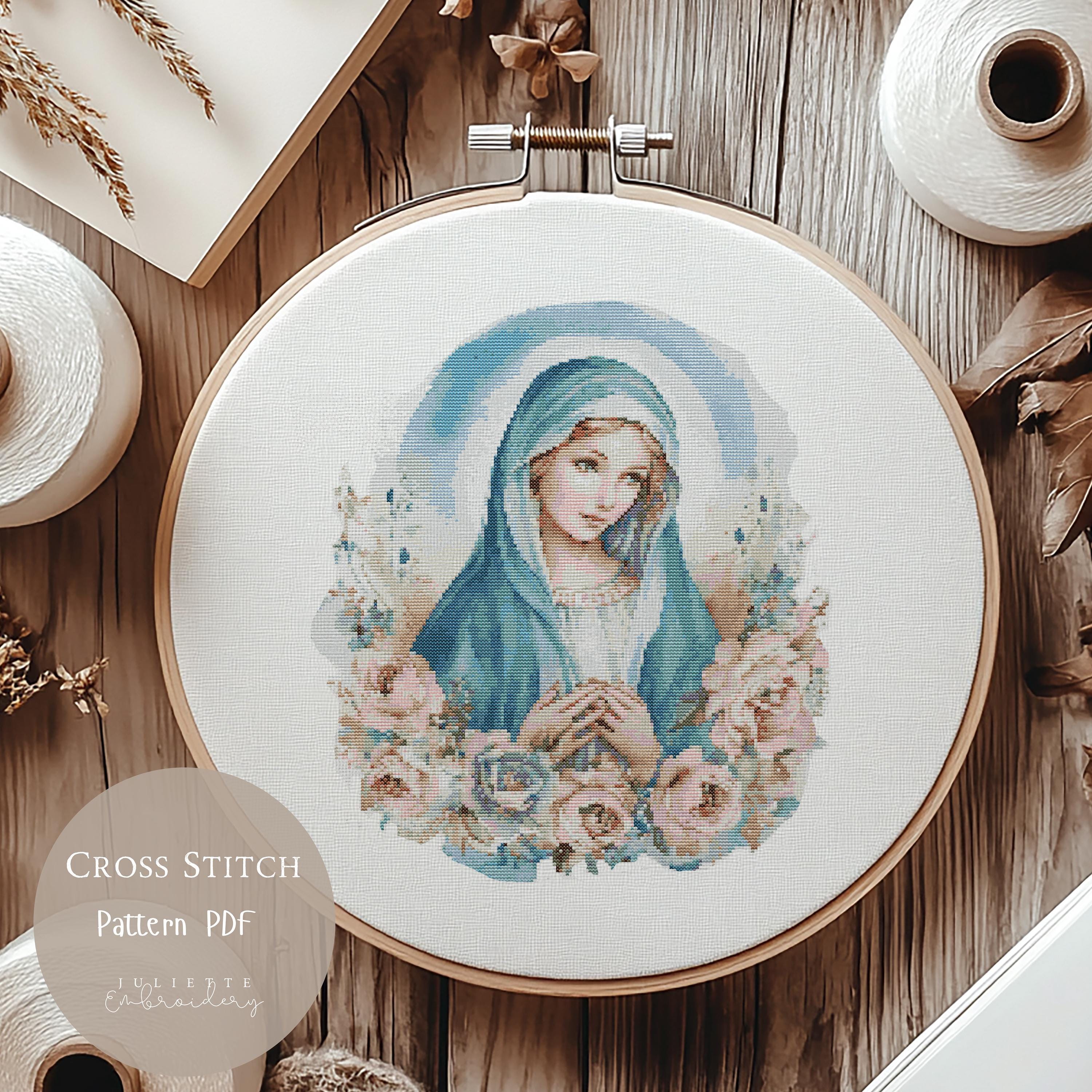 マリア様　　刺繍画 Amazon | クロスステッチ刺繍キット 3D聖母マリア 図柄印刷